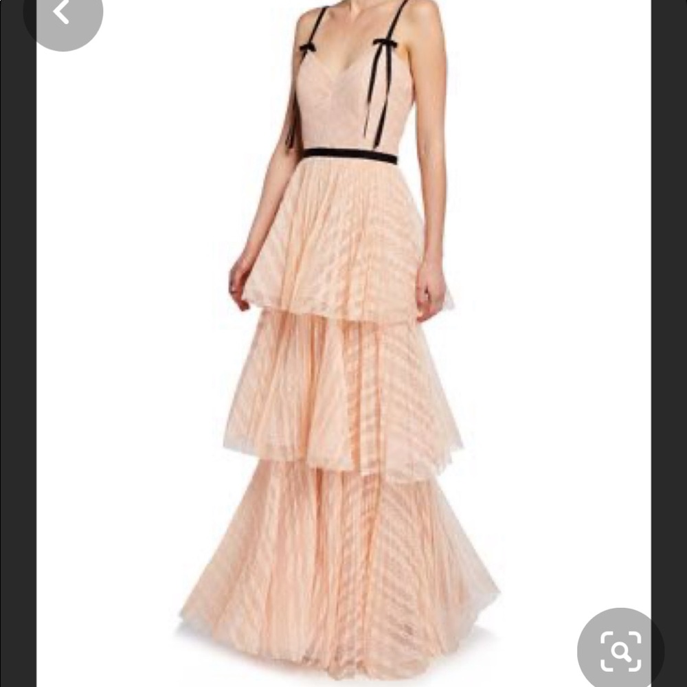 NWT Marchesa Notte pink lace tiered gown sz14